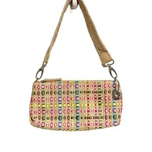 THE SAK Tan Colorful Woven Y2K Purse Braided Shoulder Strap Small Bag